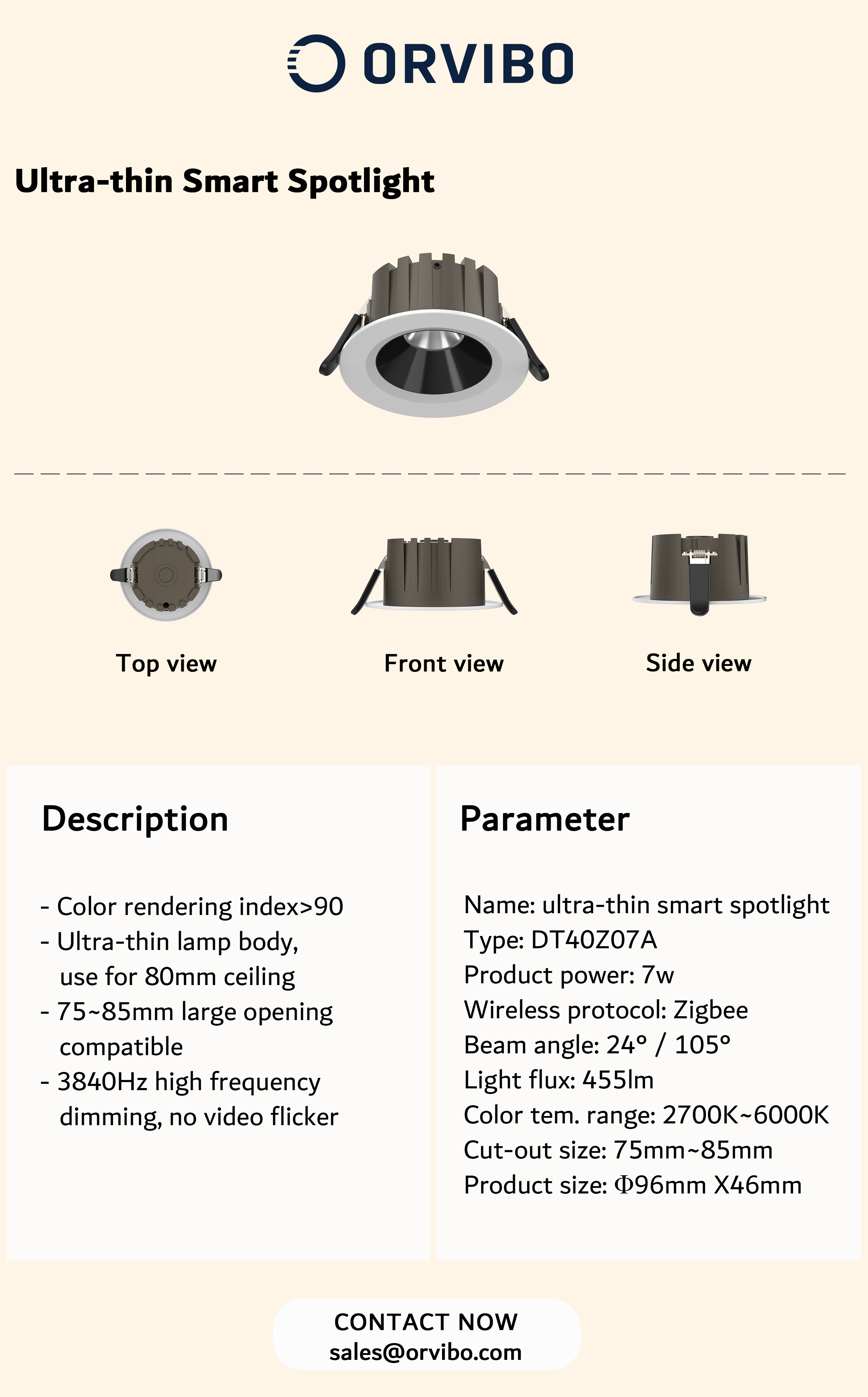 ORVIBO 歐瑞博 Ultra thin 薄智能射燈 S1 7W (三色調光暗)