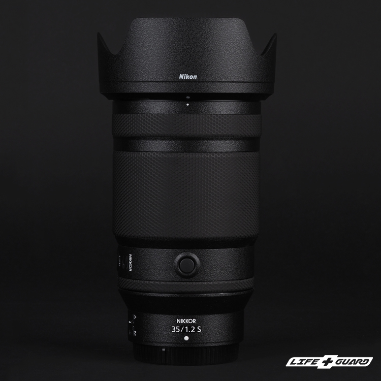 LIFE+GUARD 鏡頭貼膜安裝示意，適用 Nikon Z 35mm F1.2 S