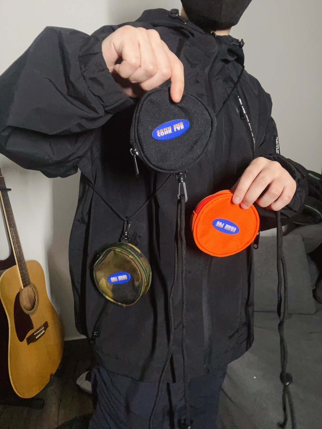 【BGGS020】重磅圓形可肩背/掛扣牛津零錢包