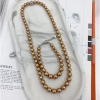 [S] GEMZ & CO RCS 1 SET NECKLACE & BRACELET,BRIGHT GOLD PEARL, NE-016/BR-016 (Z155)