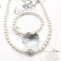 [S] GEMZ & CO RCS 1 SET NECKLACE & BRACELET,WHITE PEARL, NE-031/BR-031 (Z160)