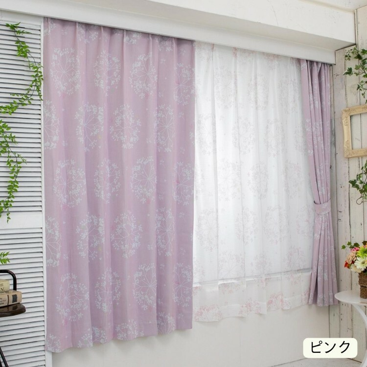 22045-MK 迪士尼米奇老鼠和朋友2-3級遮光窗簾 + 窗紗 - 花葉圖案 (一套4塊) #JP-BD22-SB-612-D/SB-613-D