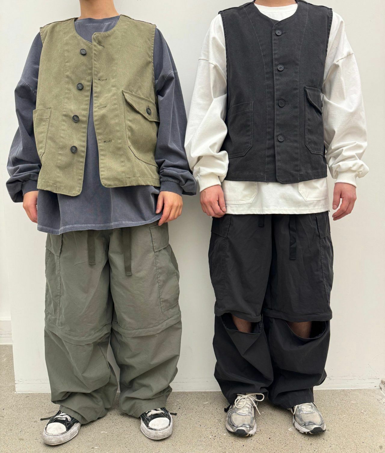 淨色可束腳工裝鬆身褲(可拆短褲) FARMERS-058P