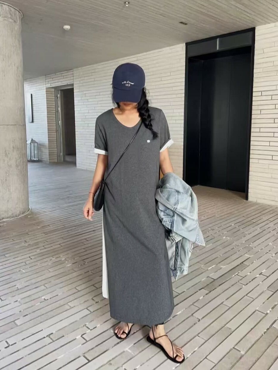 洋裝丨拼接休閒長洋裝