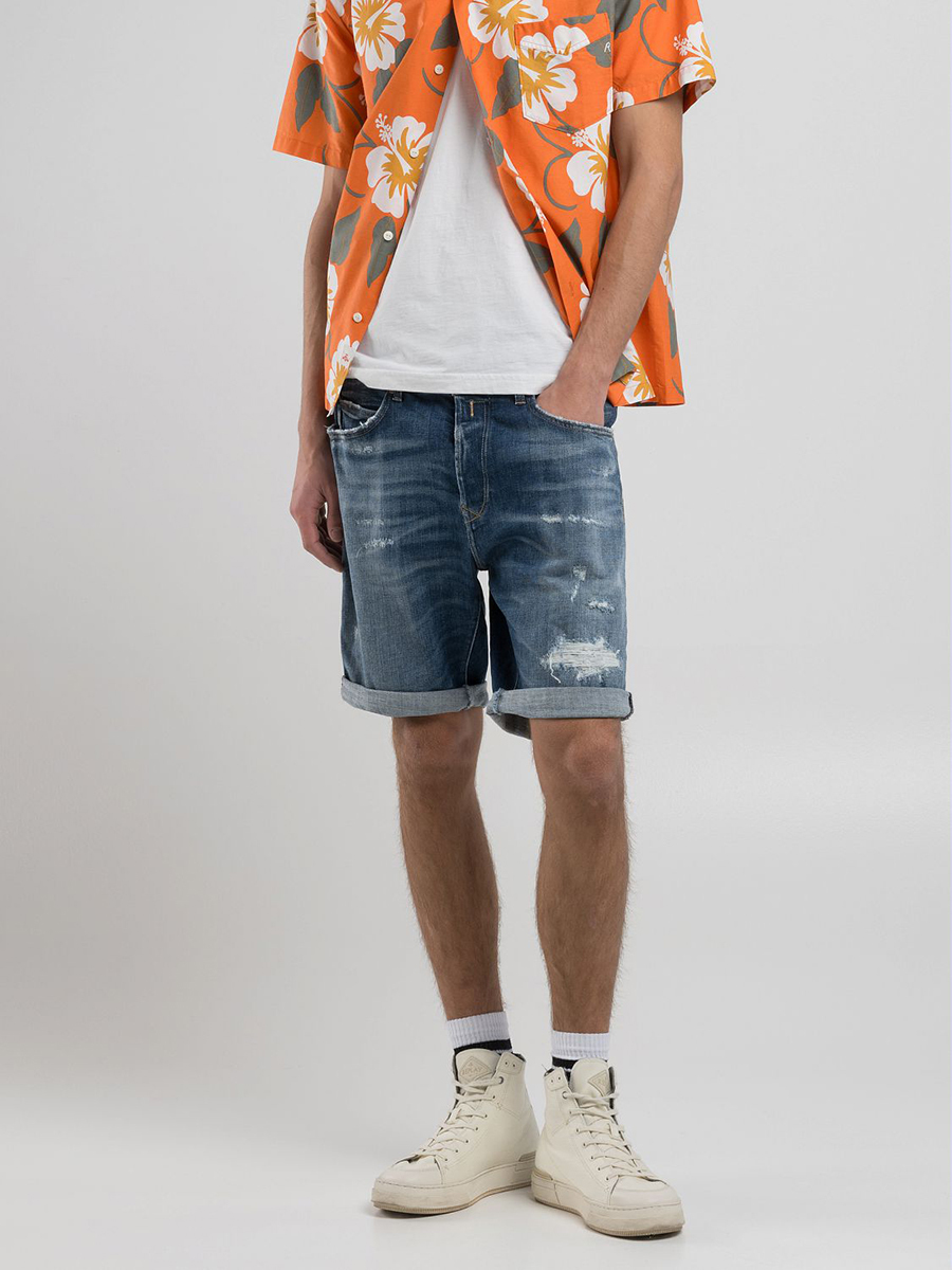 RBJ.981錐形丹寧牛仔短褲