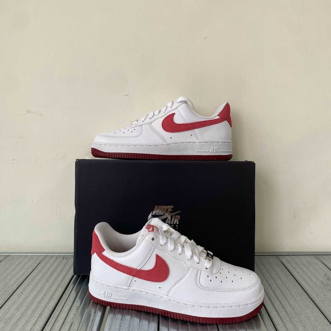 Nike Wmns Air Force 1,07 白紅 皮革 AF1 經典 女休閒鞋 FQ7626-100