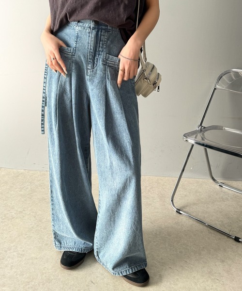 日本🇯🇵連線 Classical Elf 緞帶高腰椎形褲 寬褲 牛仔褲 寬鬆 3色(任買兩件711免運)/預購