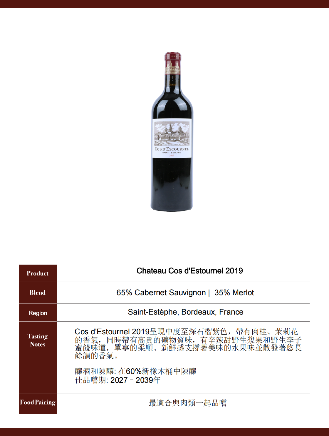 Chateau Cos d'Estournel 2019
