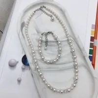 [S] GEMZ & CO RCS 1 SET NECKLACE & BRACELET,WHITE PEARL, NE-005/BR-005 (Z168)