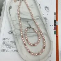 [S] GEMZ & CO RCS 1 SET NECKLACE & BRACELET,ROSALINE PEARL/VINTAGE ROSE, NE-041/BR-041 (Z177)
