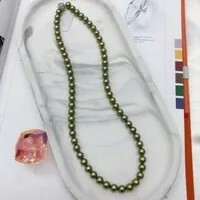 [S] GEMZ & CO RCS 1 SET NECKLACE & BRACELET,LIGHT GREEN PEARL, NE-027/BR-027 (Z176)