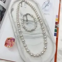 [S] GEMZ & CO RCS 1 SET NECKLACE & BRACELET,WHITE PEARL, NE-006/BR-006 (Z172)
