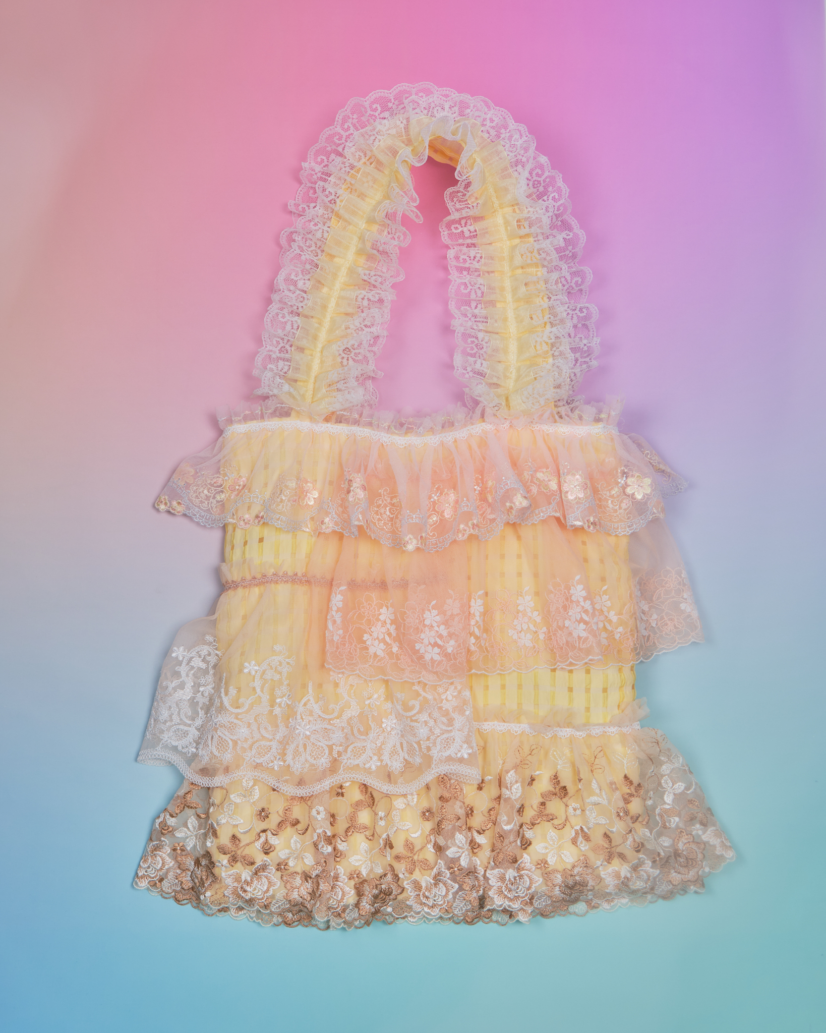 11922 Laced Check Pattern Tote Bag