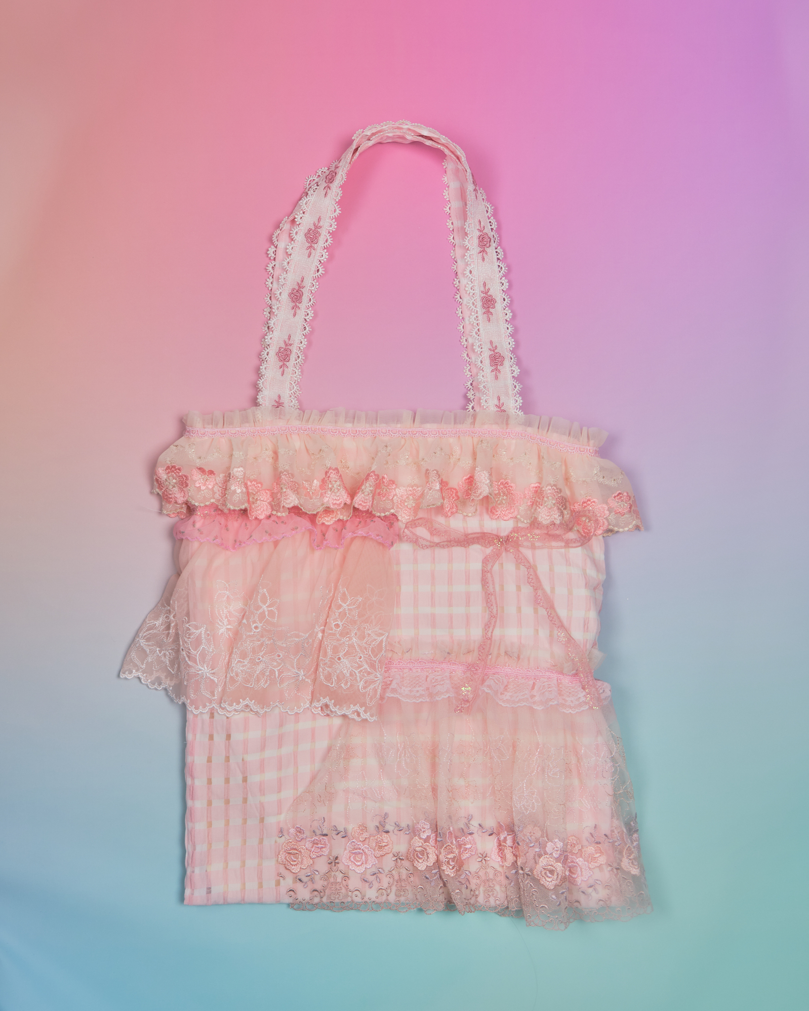 11924 蕾絲格子托特包