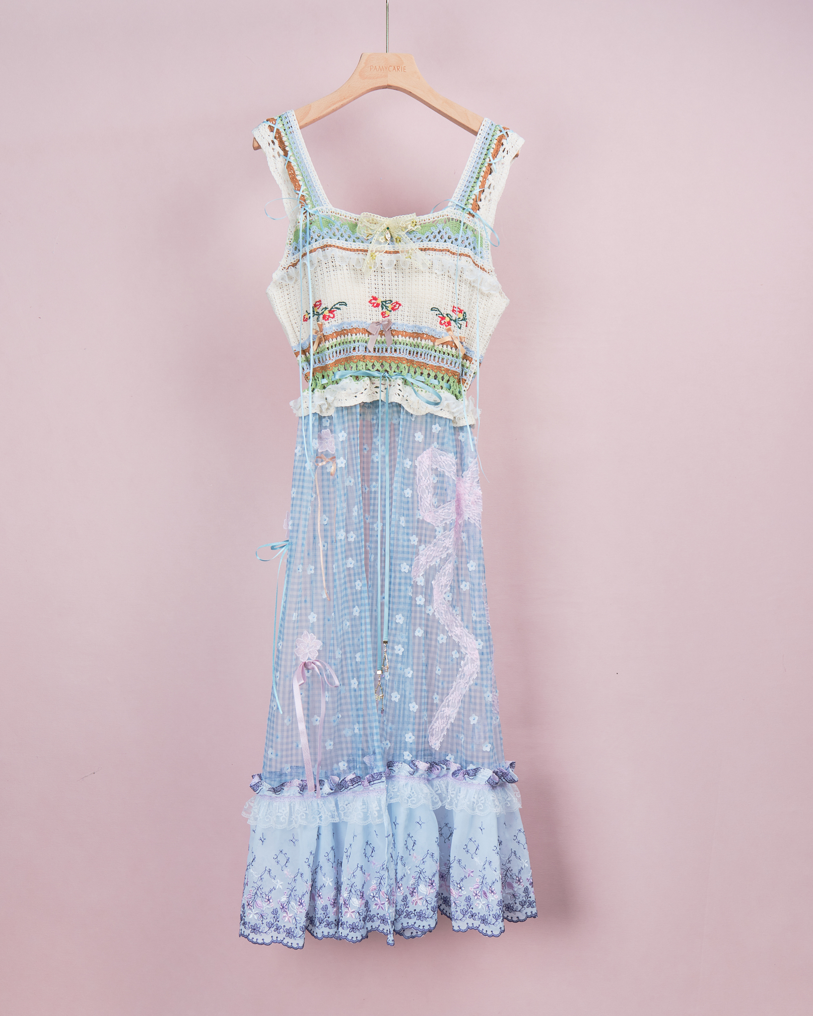 11927 渡假風針織背心前開叉連衣裙