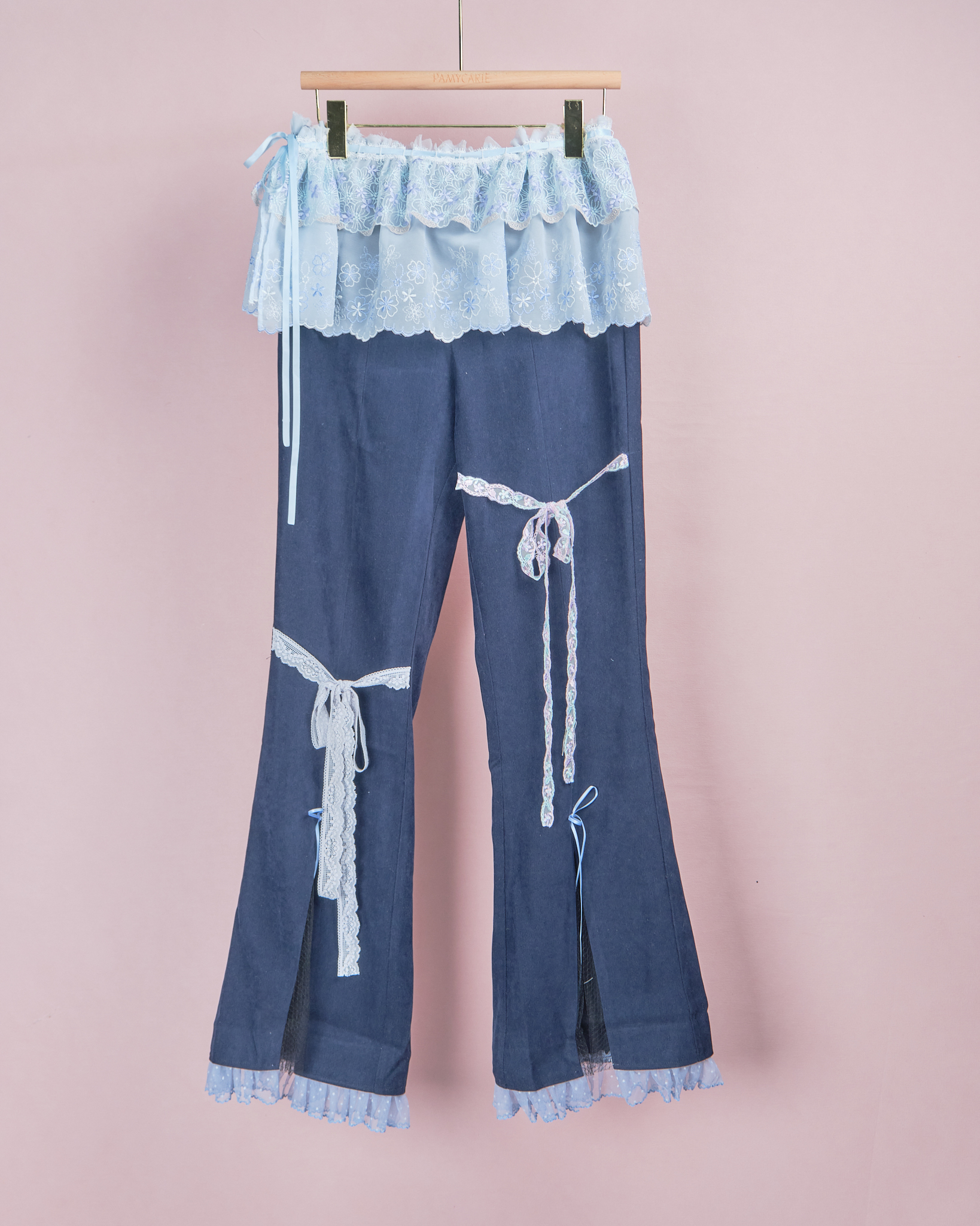 11940 Slit-Hem Trousers with Balletcore Mini Outer Skirt Set