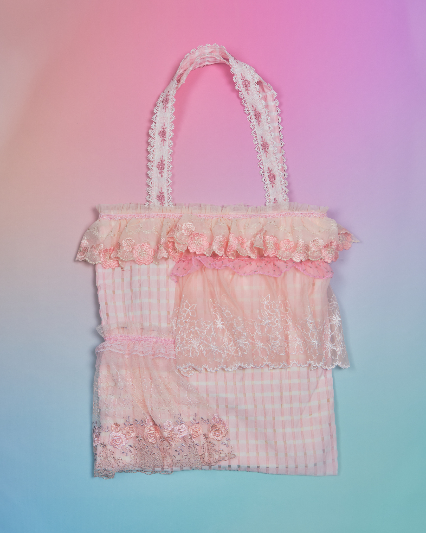 11924 蕾絲格子托特包