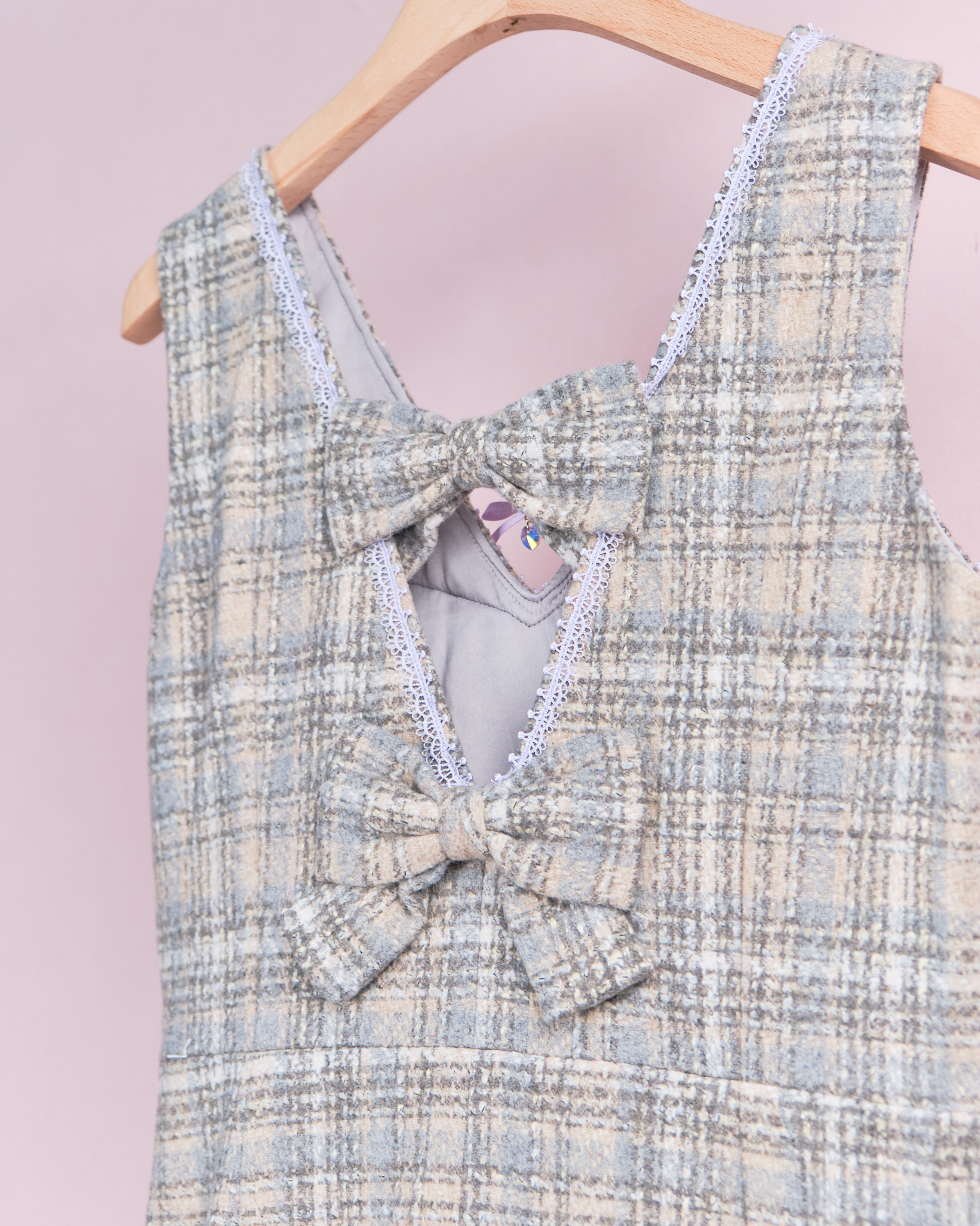 11925 Ribbon Patchwork Vest Dress