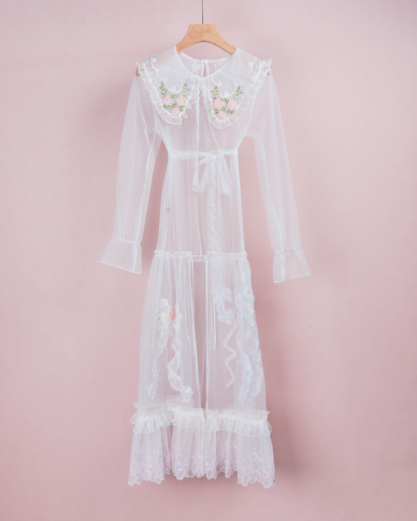 11938 Doll Collar Open Front Outer Dress with Belt