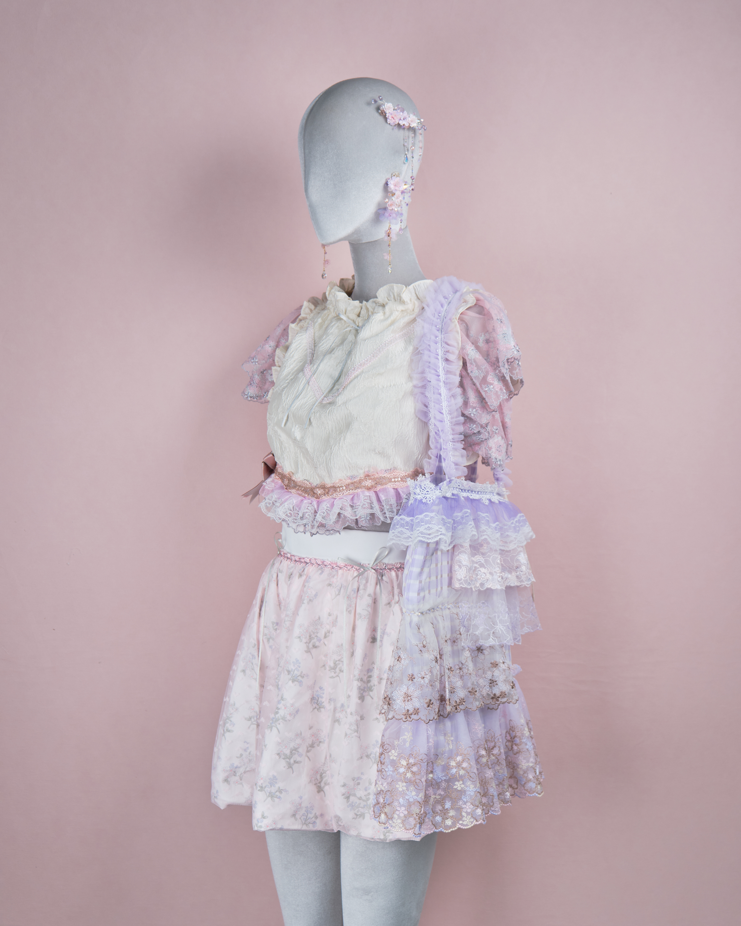 11921 Laced Check Pattern Tote Bag