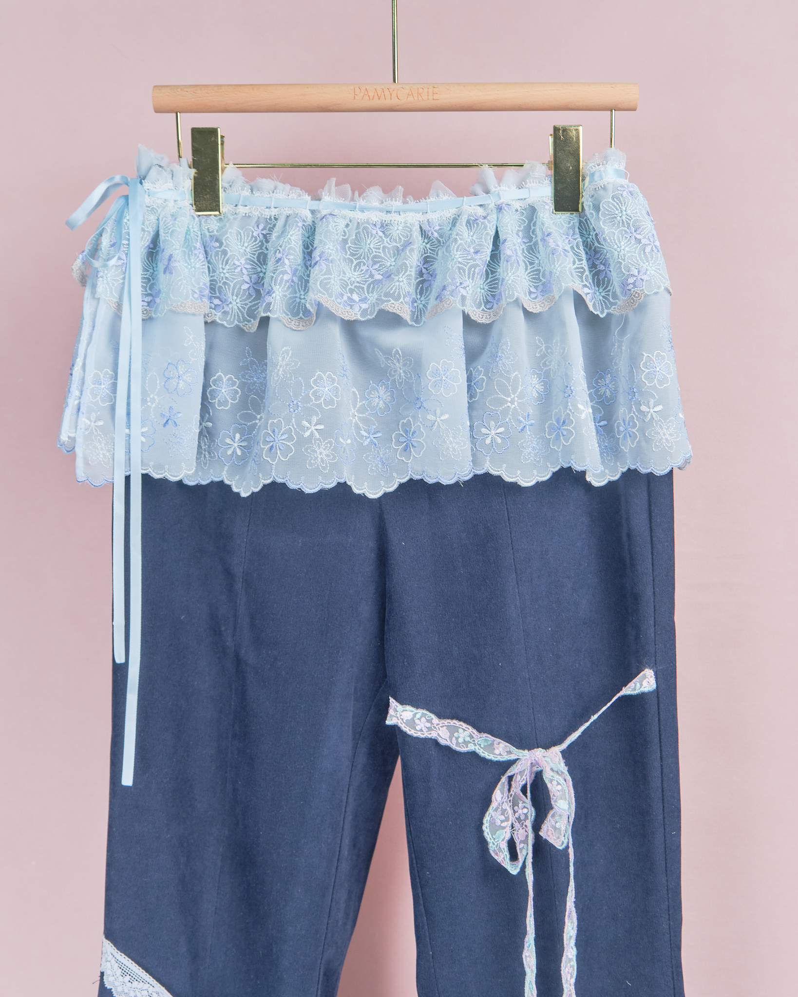 11940 Slit-Hem Trousers with Balletcore Mini Outer Skirt Set