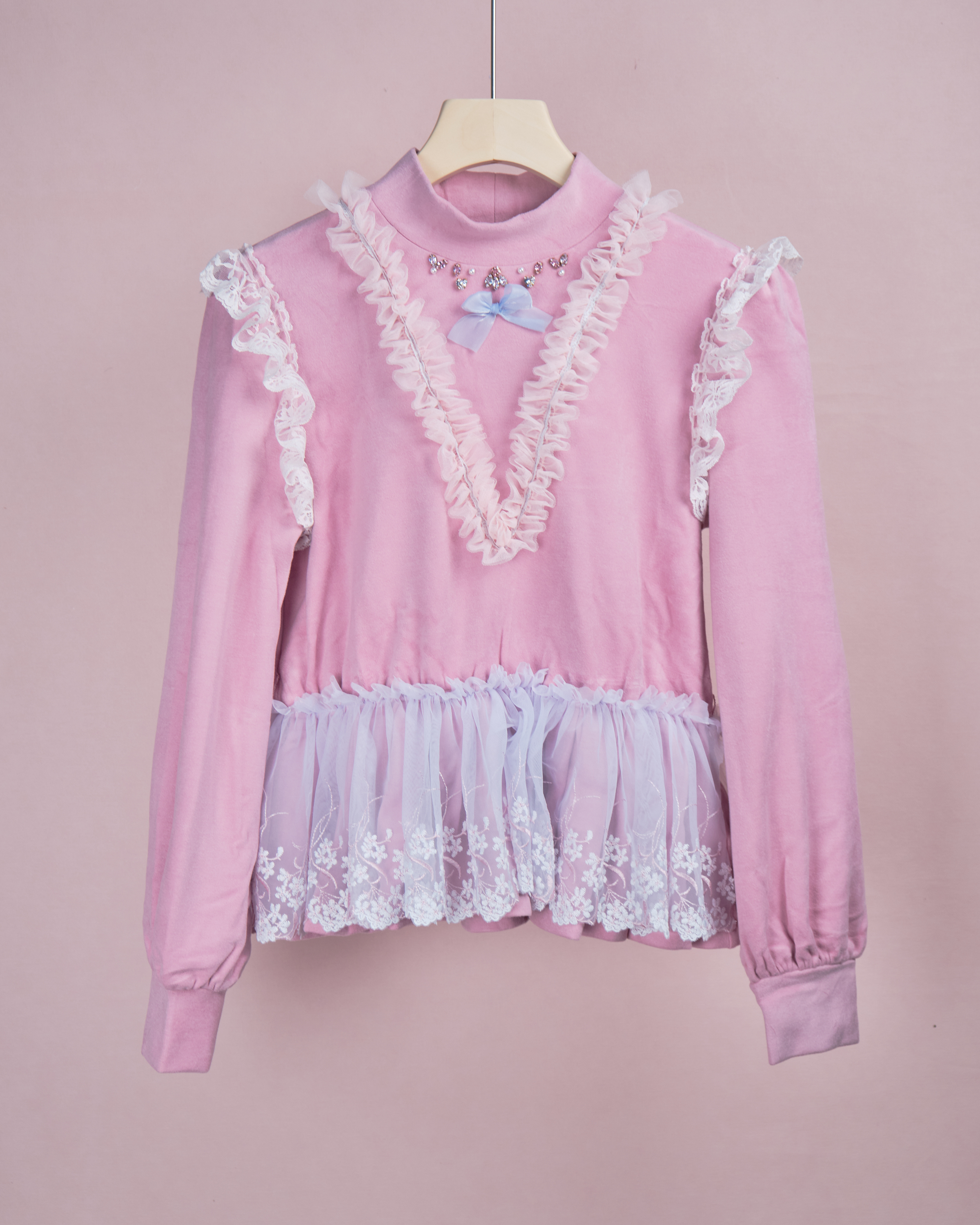 11954 CZ Embroidered Ruffle Top