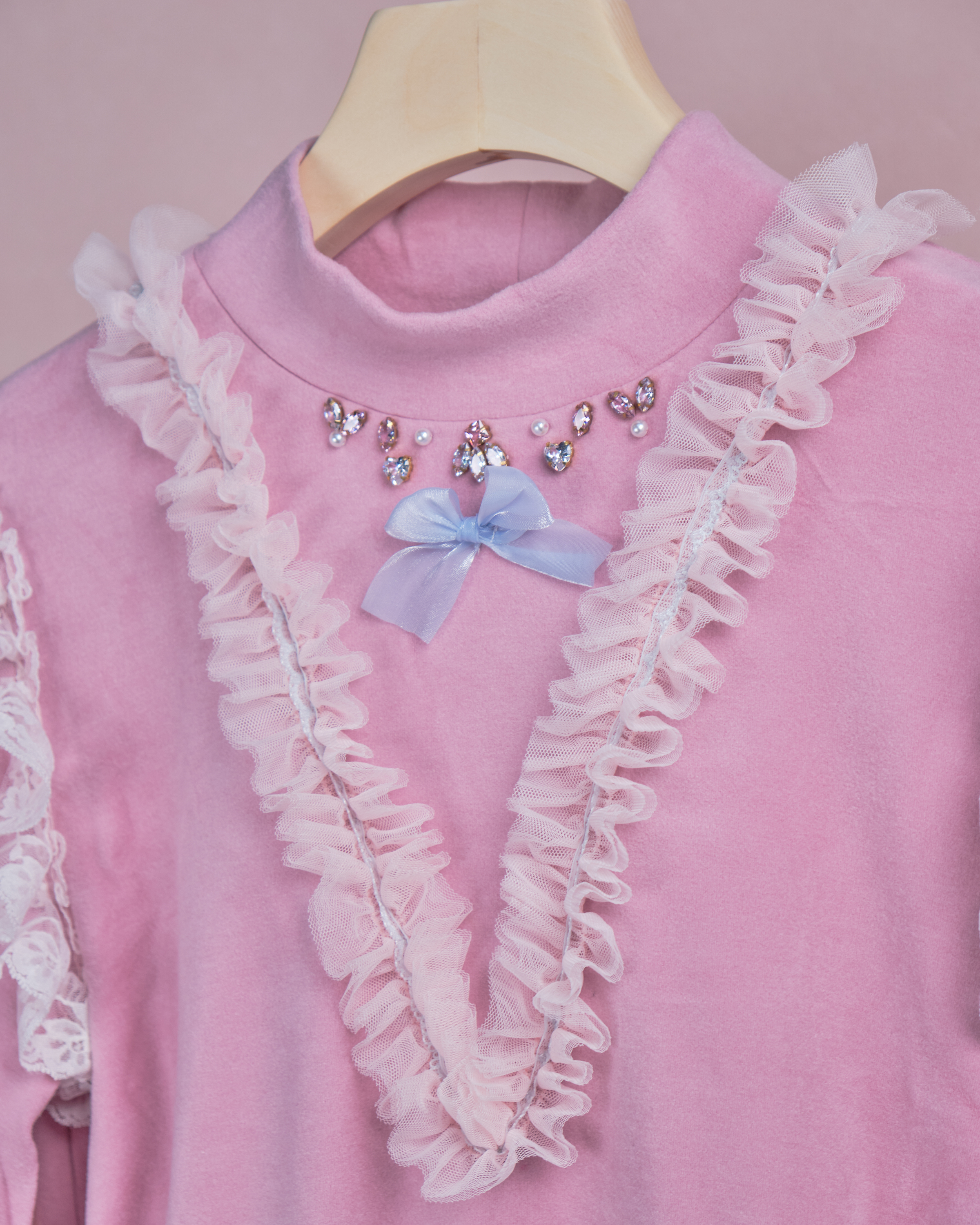 11954 CZ Embroidered Ruffle Top