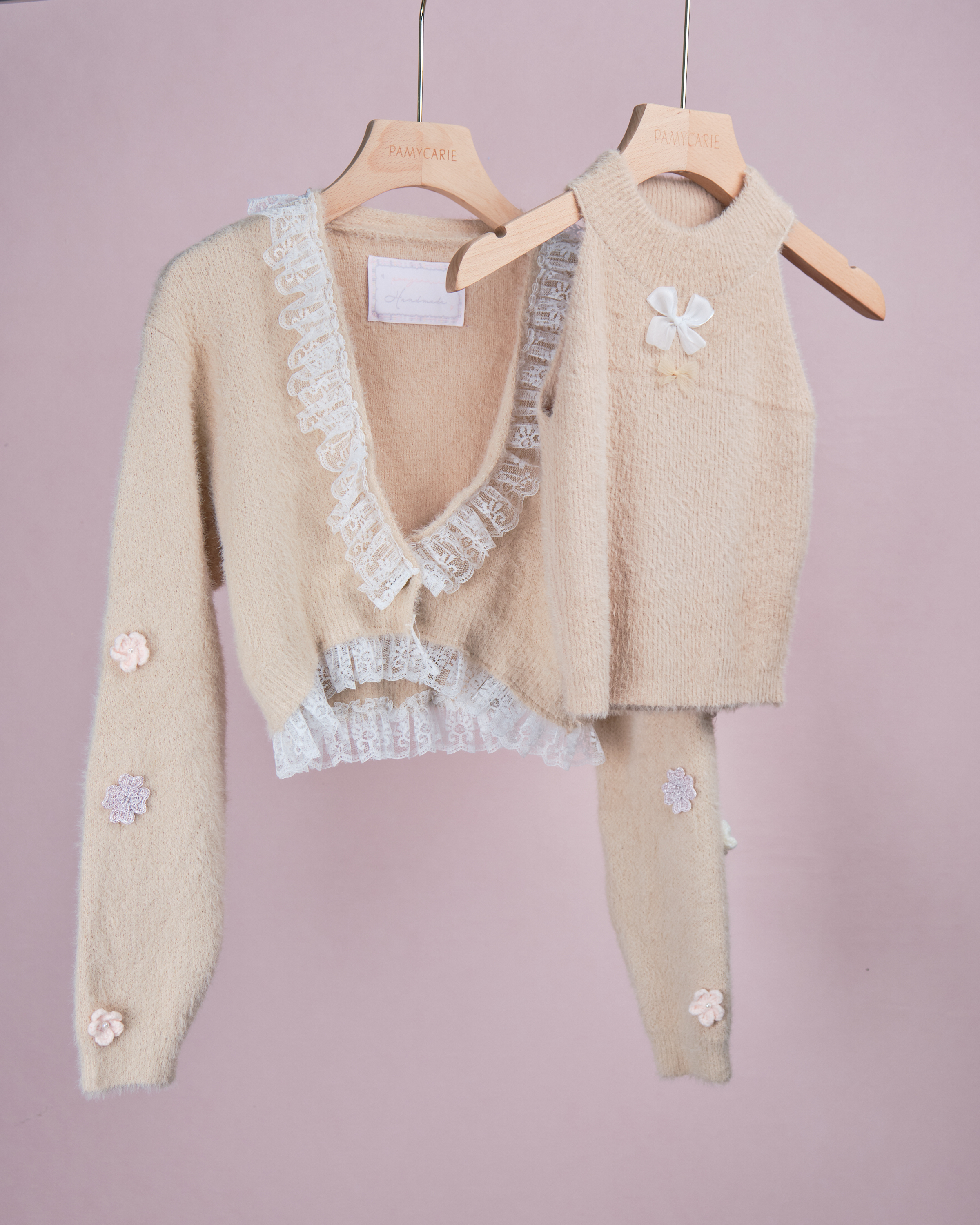 11956 Halter Neck Knit Cropped Top with Ruffled Jacket Set