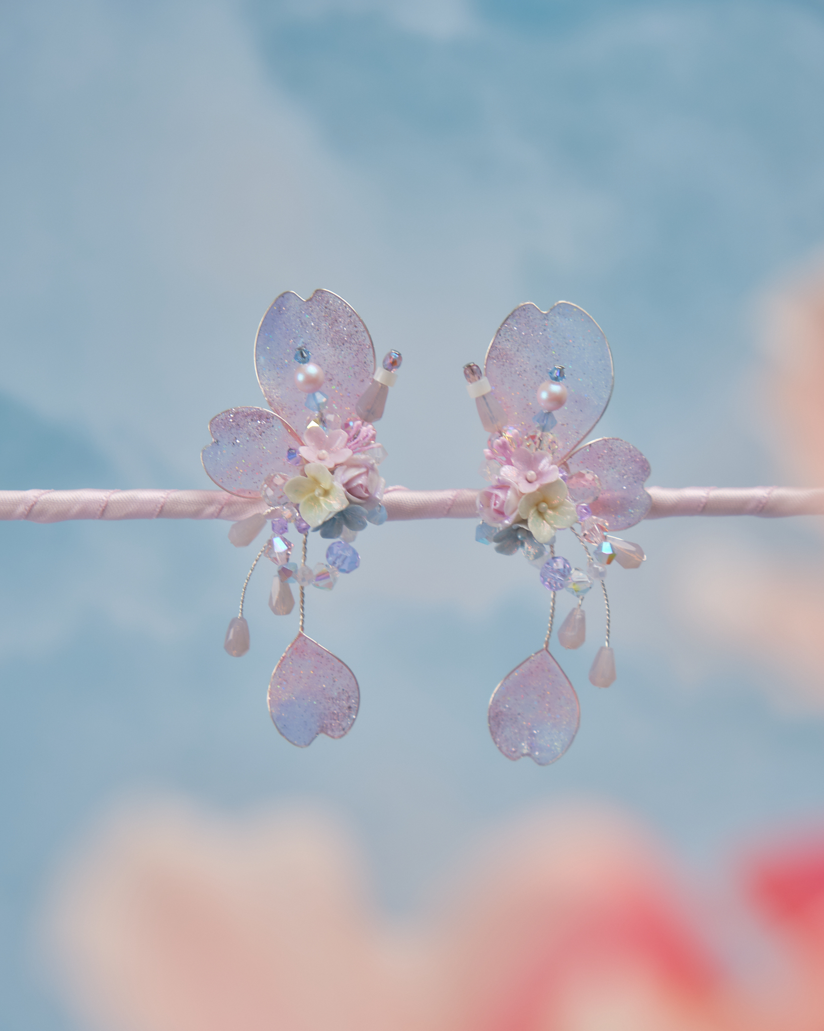 11768 櫻花精靈S925中長耳環