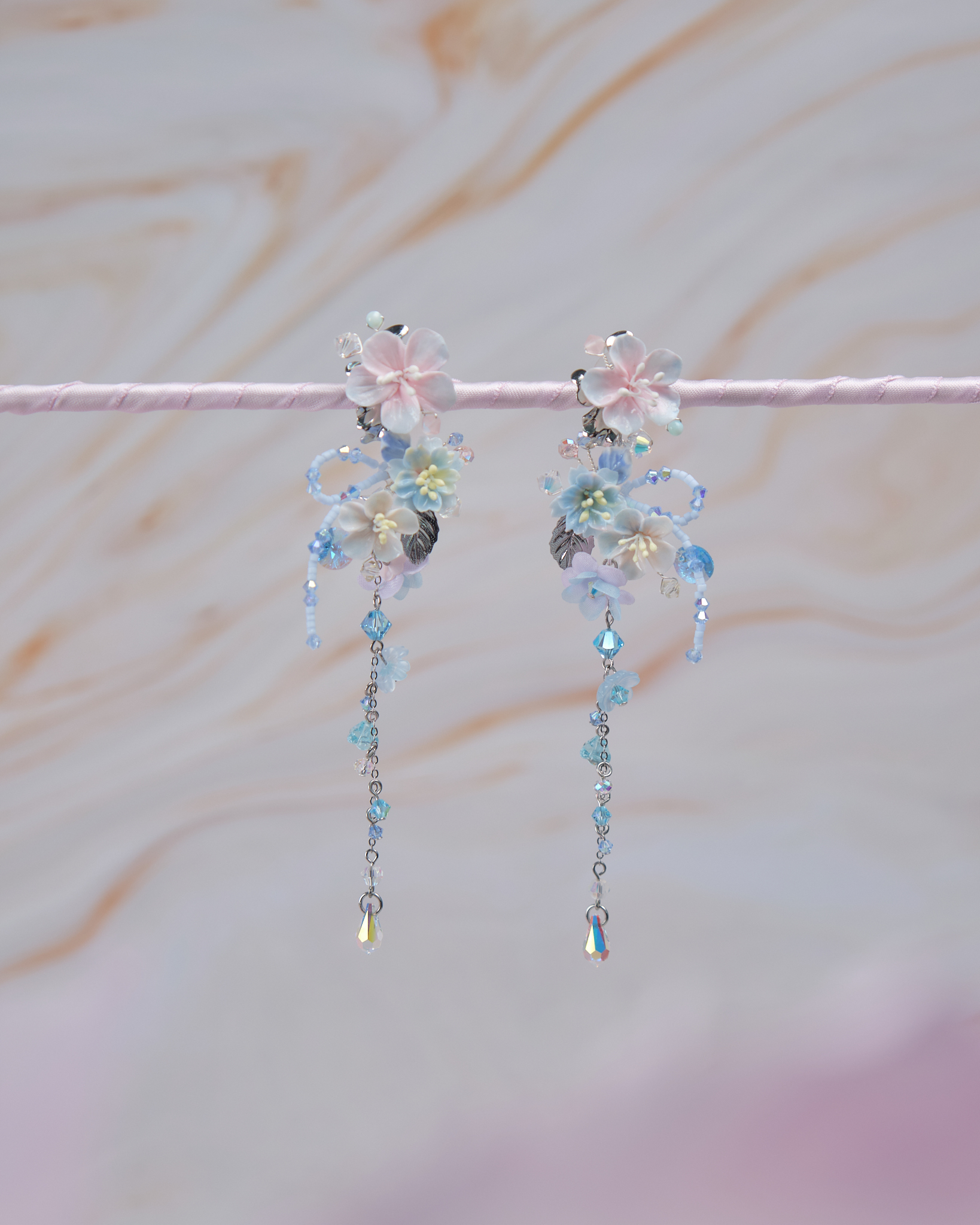 11777 繁花晶蝶S925兩用長耳環