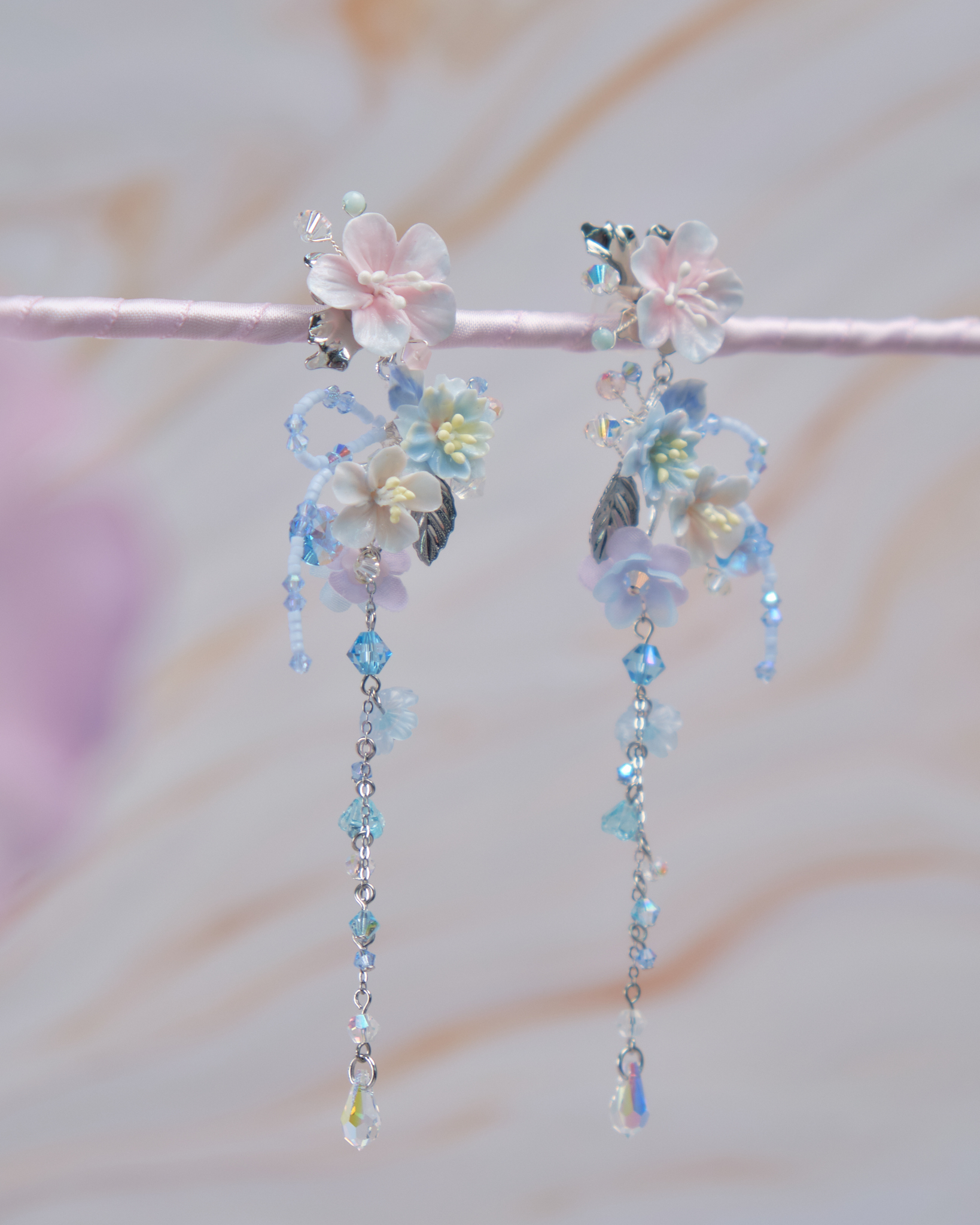 11777 繁花晶蝶S925兩用長耳環