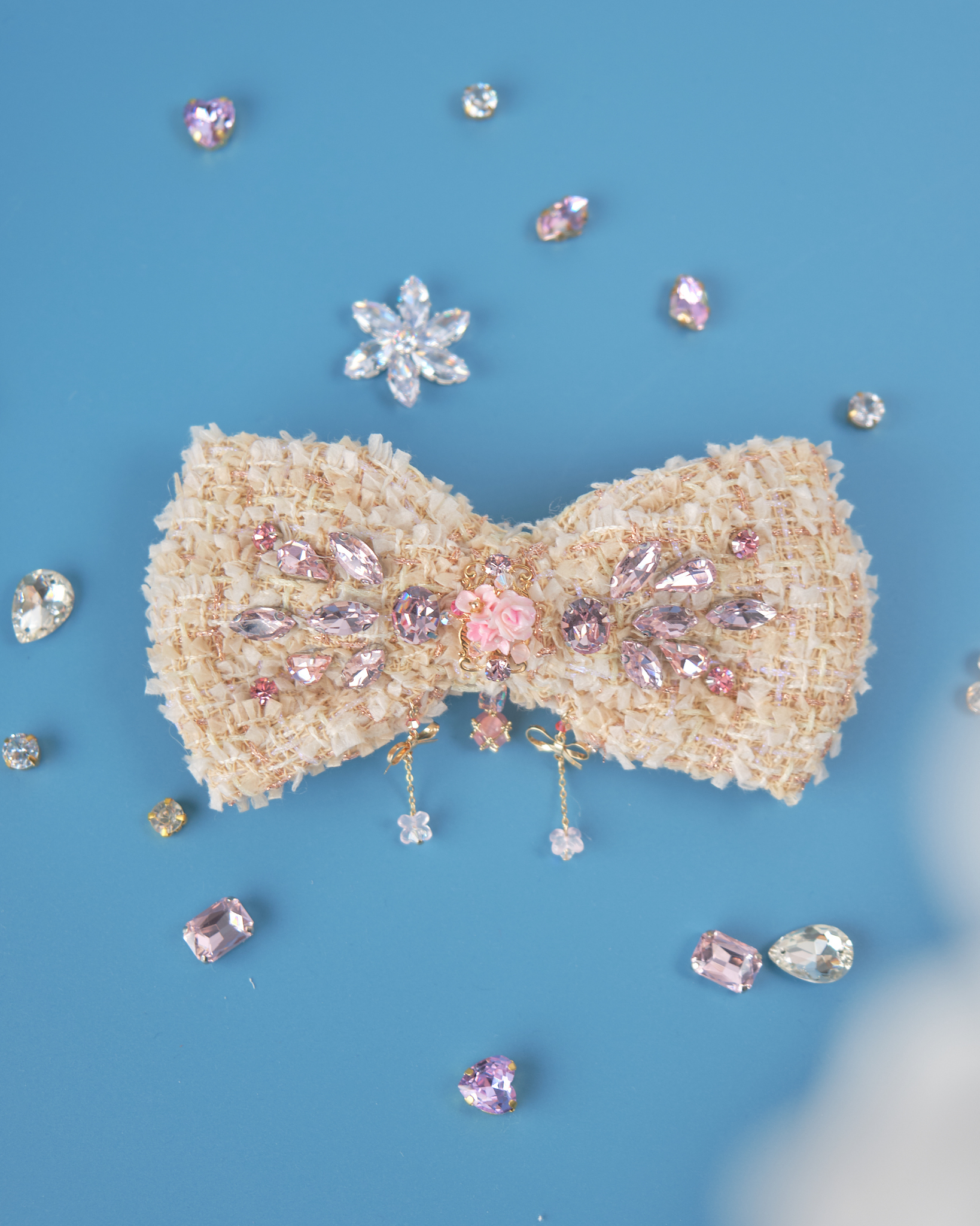 11823 鋯石布藝蝴蝶結髮夾