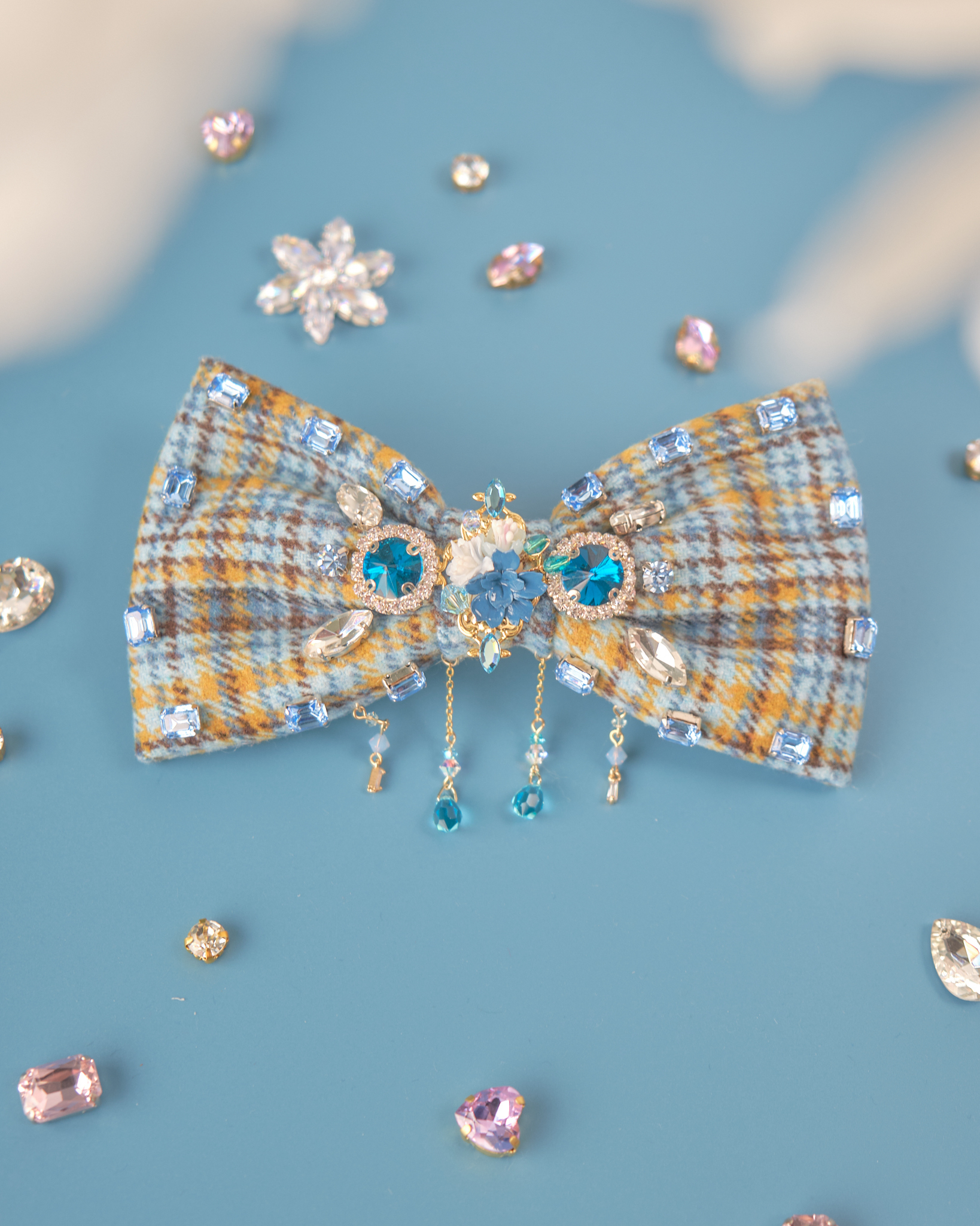 11824 鋯石布藝蝴蝶結髮夾