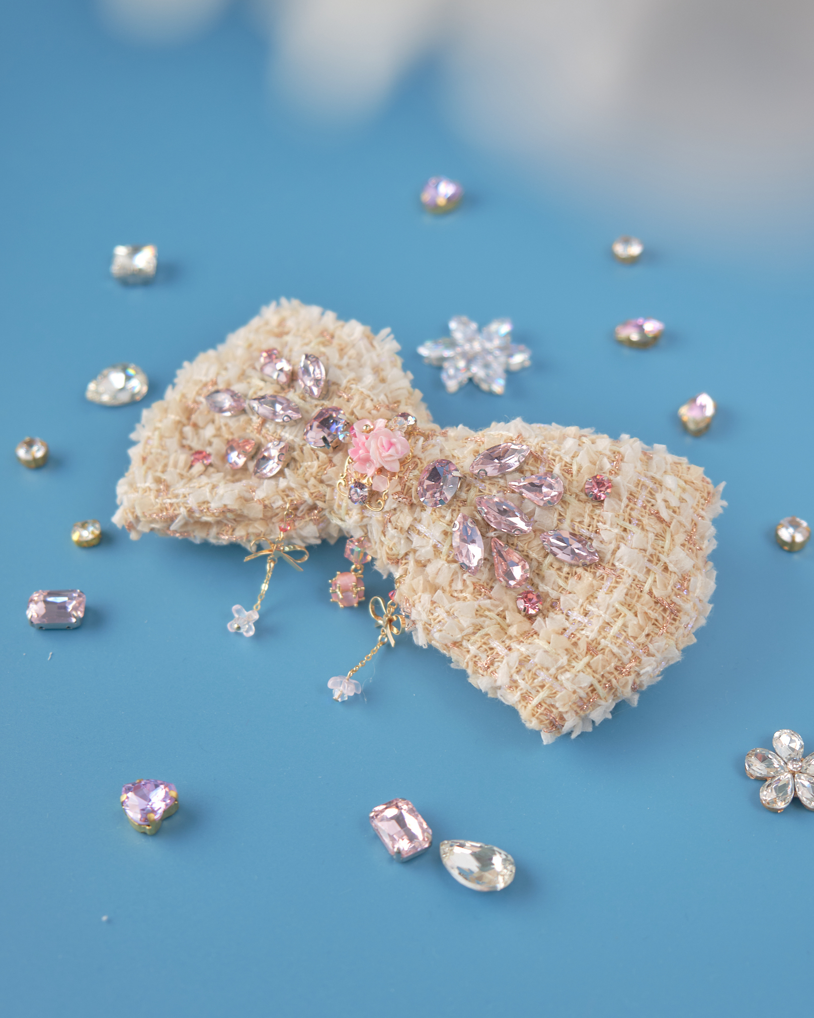 11823 鋯石布藝蝴蝶結髮夾