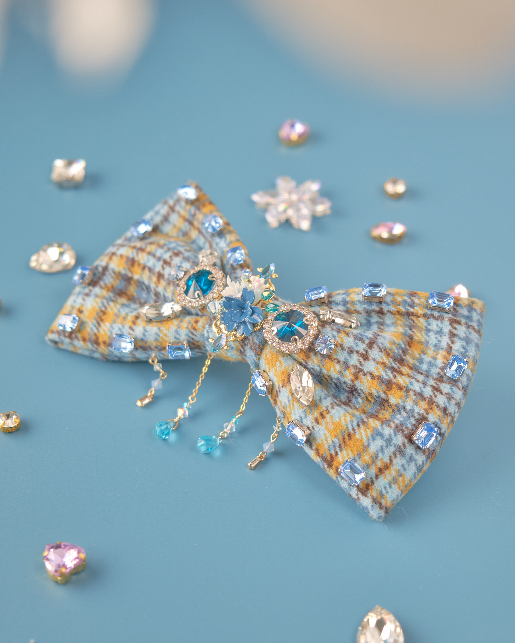 11824 鋯石布藝蝴蝶結髮夾