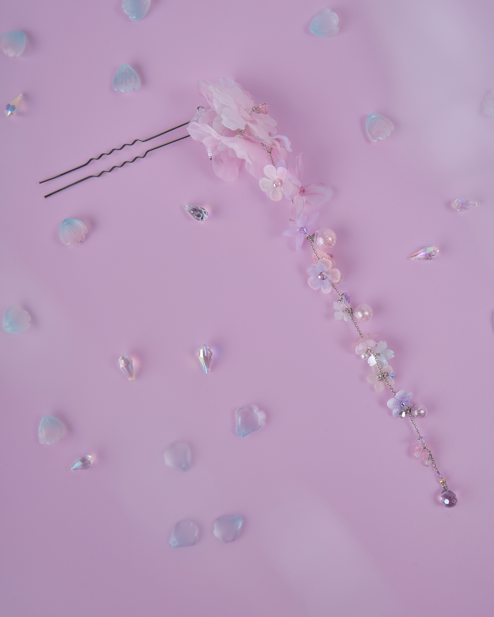 11829 古風花瓣紛飛兩用長髮衩