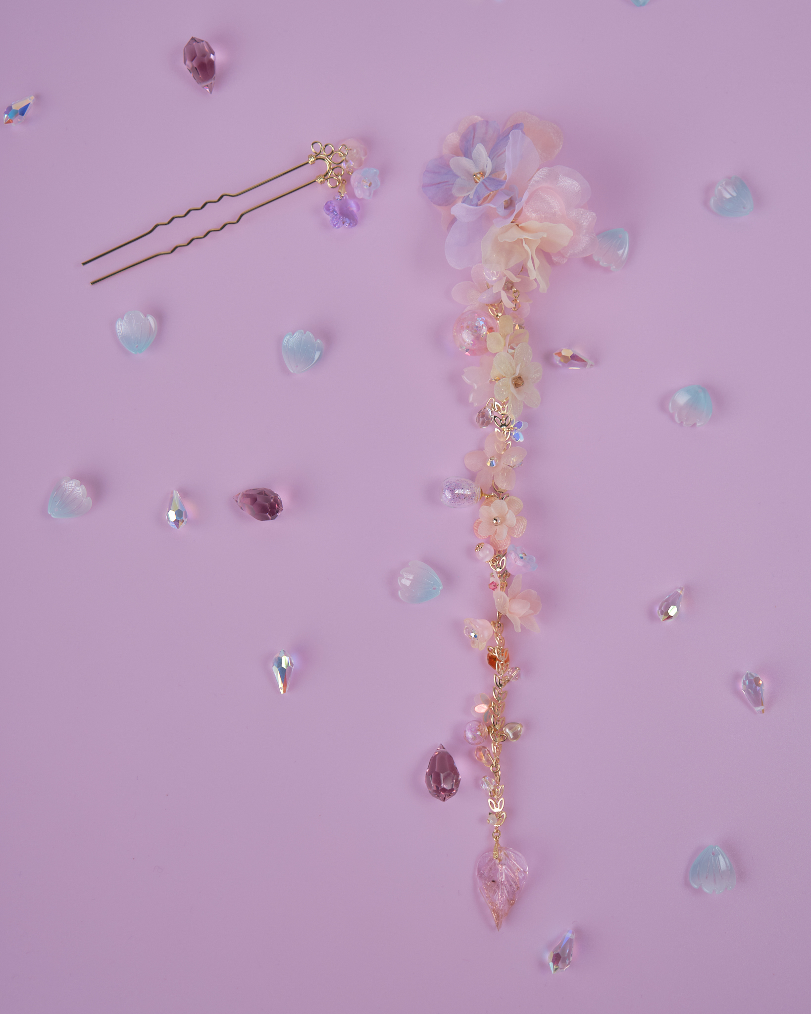 11828 古風花瓣紛飛兩用長髮衩