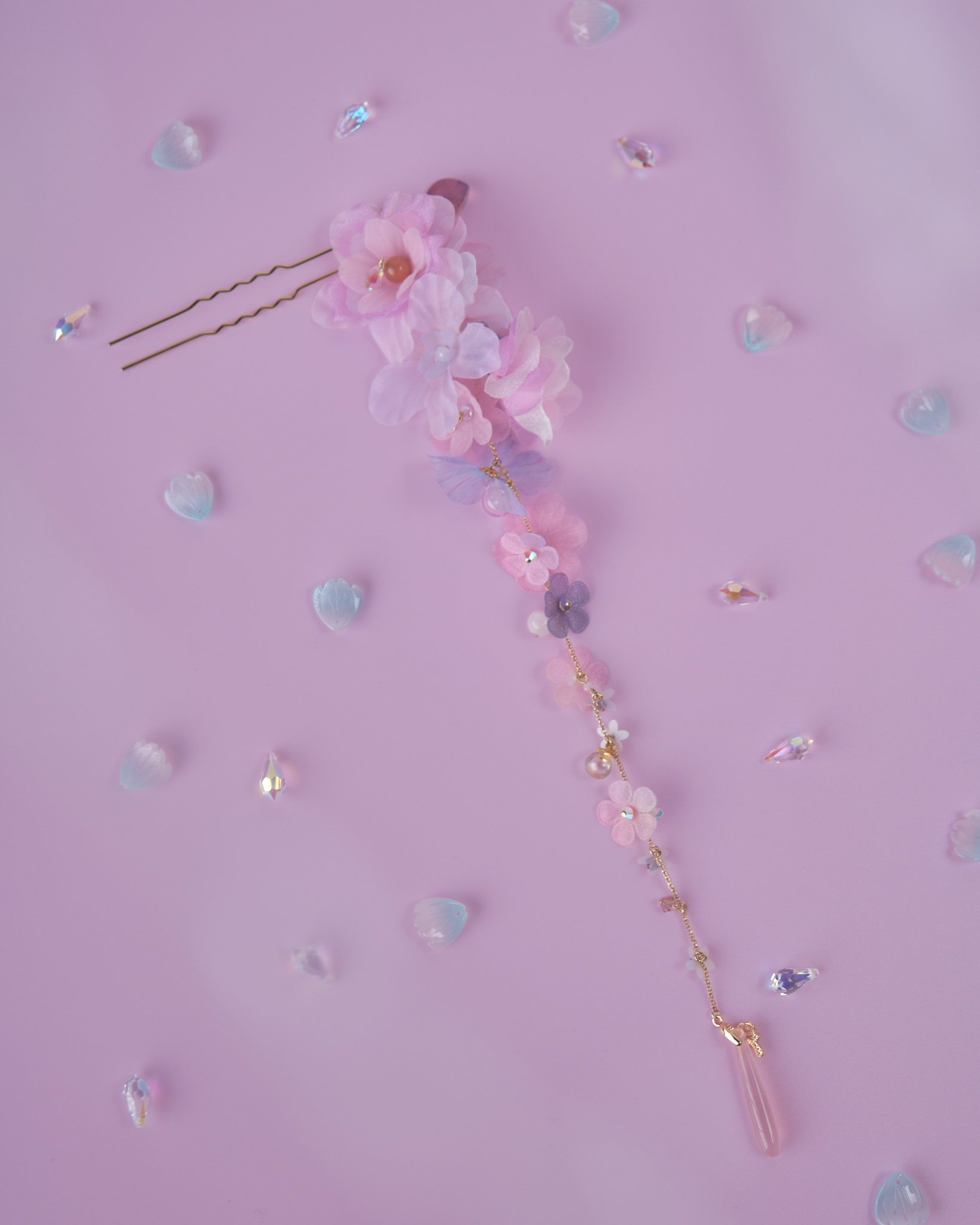 11832 古風花瓣紛飛兩用長髮衩