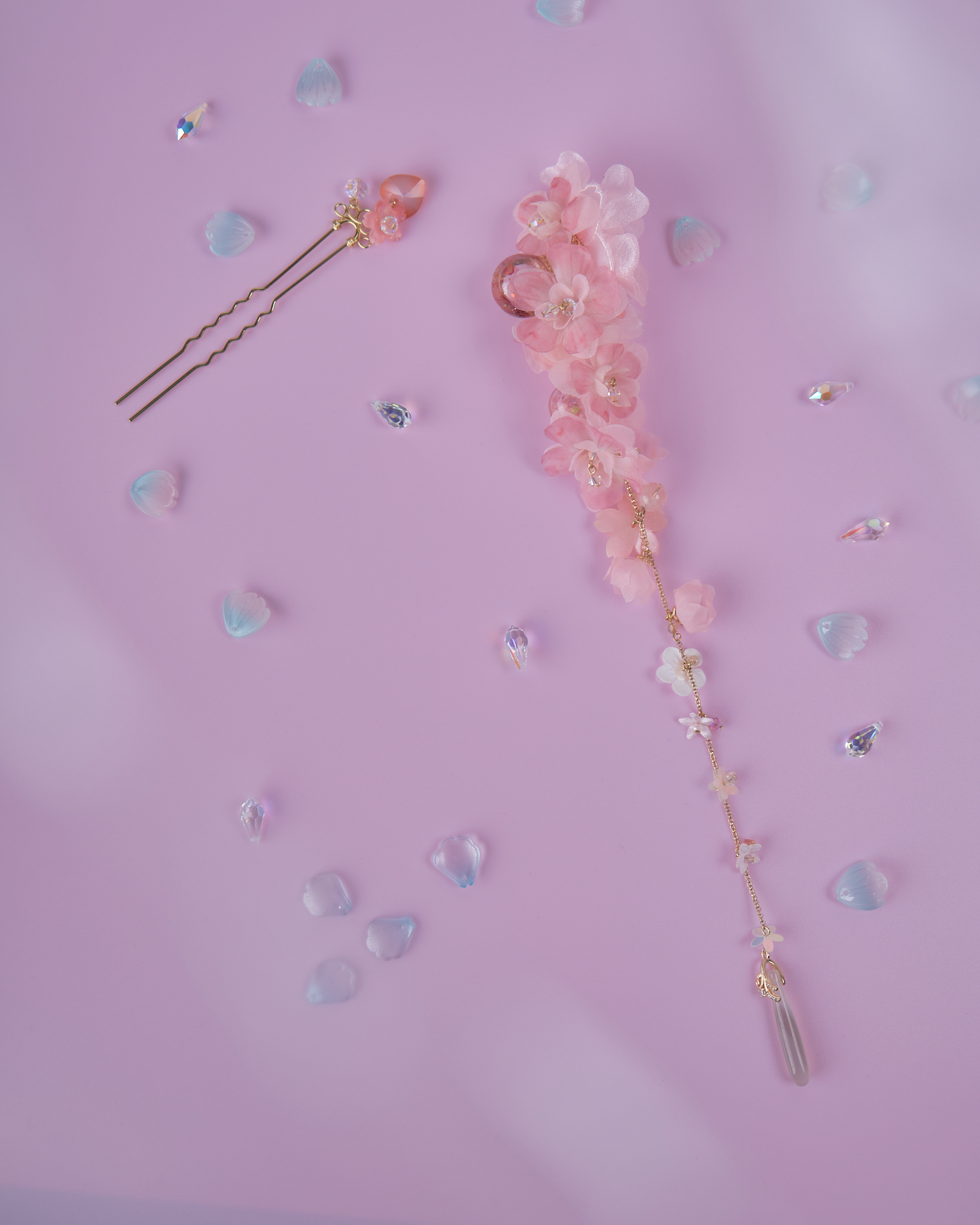 11831 古風花瓣紛飛兩用長髮衩