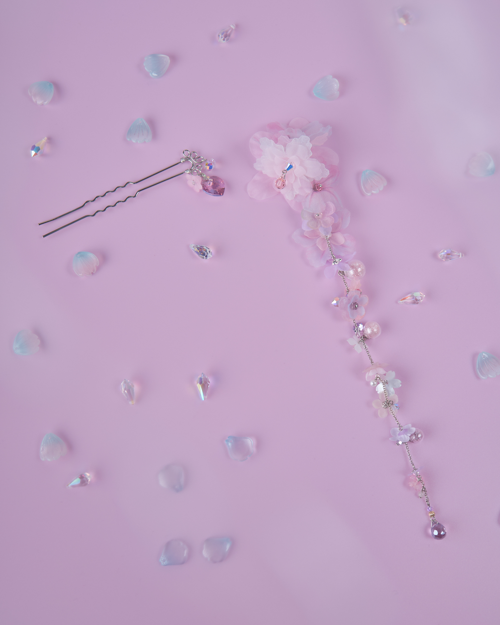 11829 古風花瓣紛飛兩用長髮衩