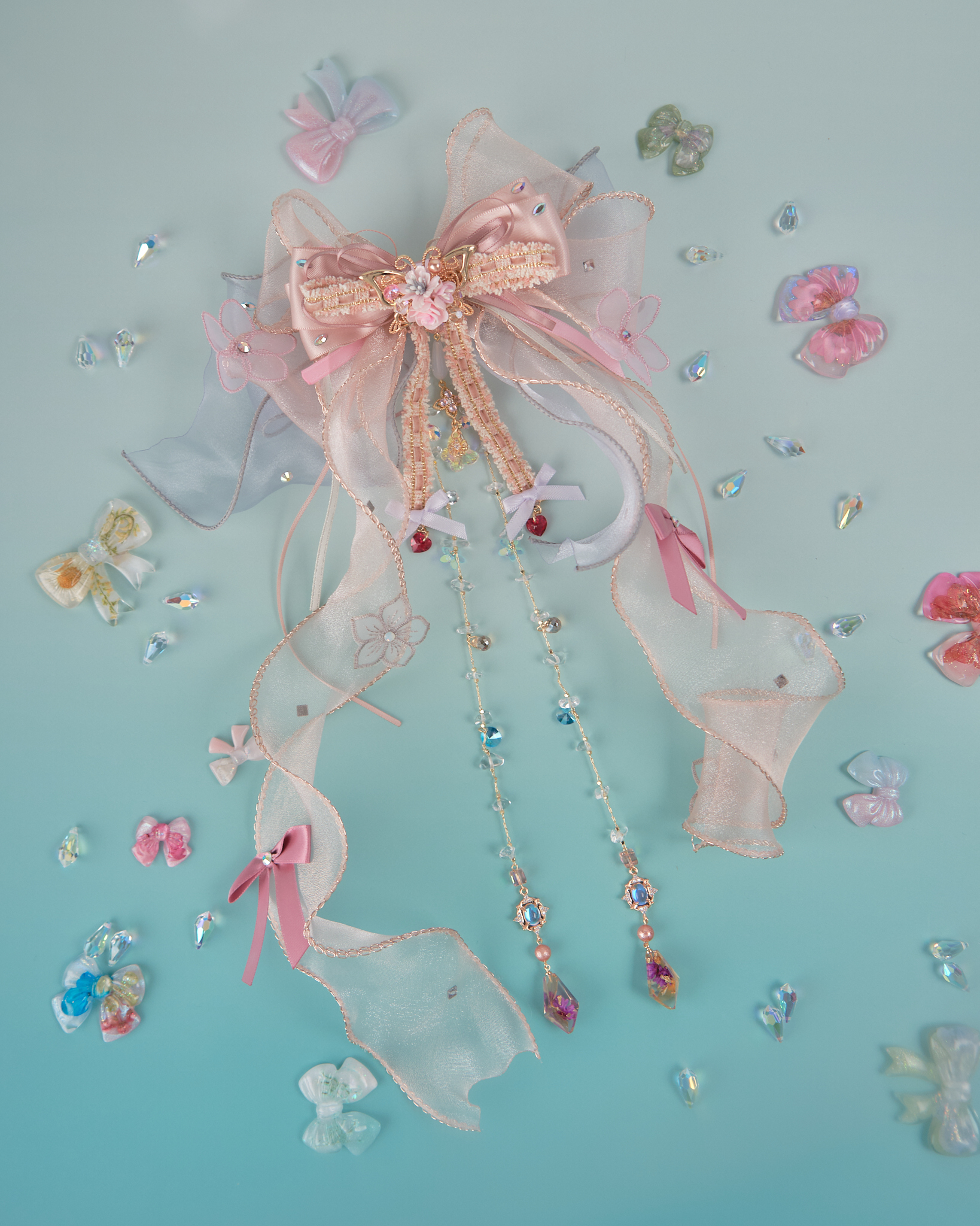 11842 紗織飄逸二合一蝴蝶結髮夾