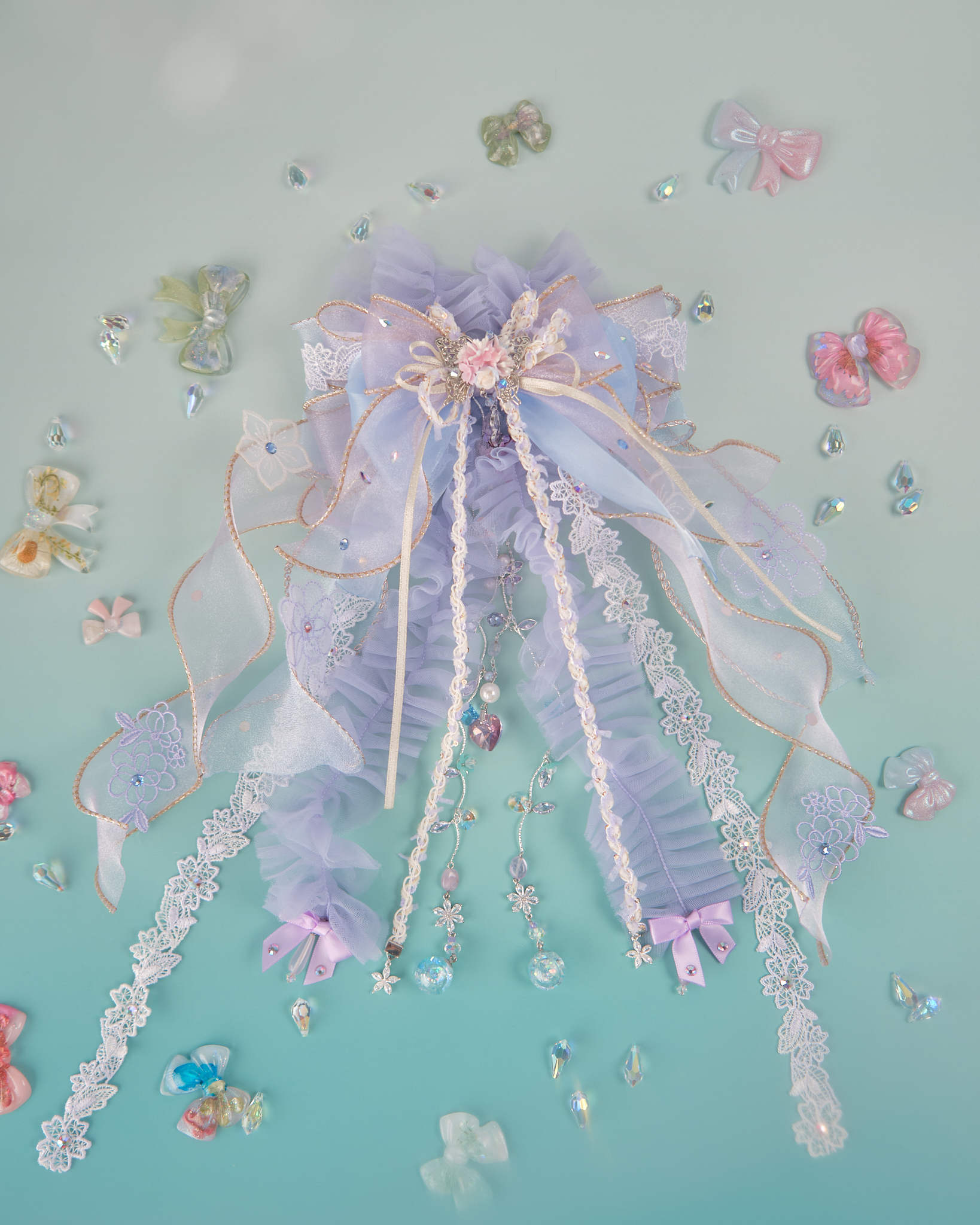 11846 紗織飄逸二合一蝴蝶結髮夾