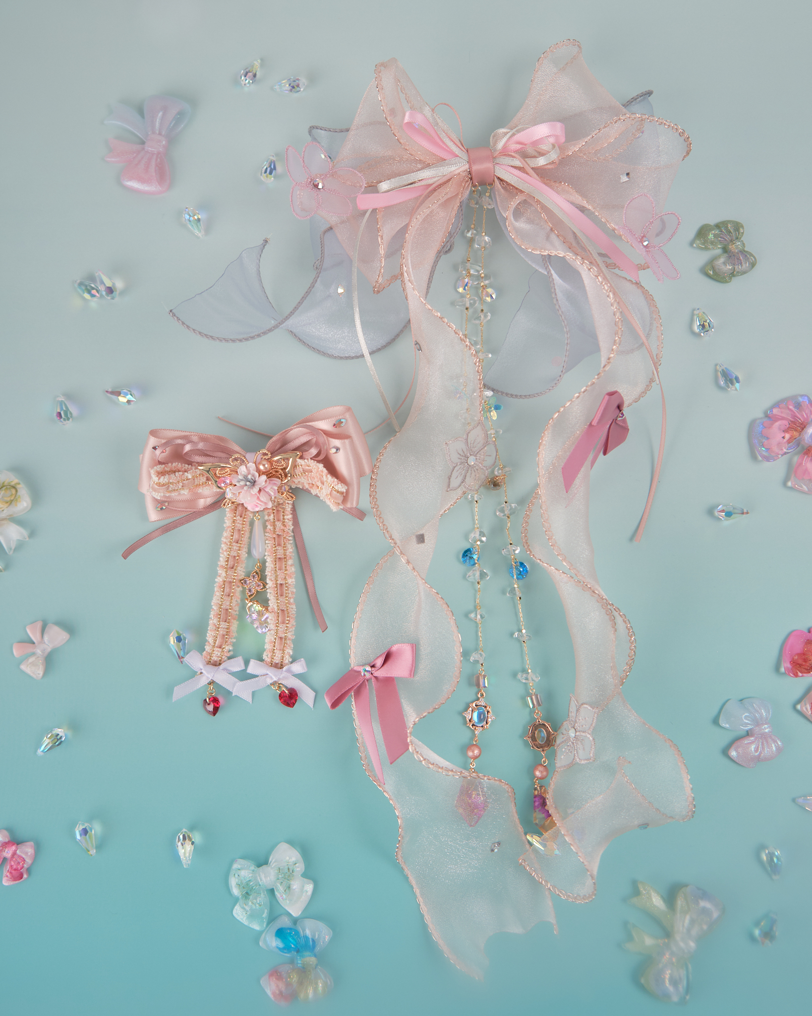 11842 紗織飄逸二合一蝴蝶結髮夾