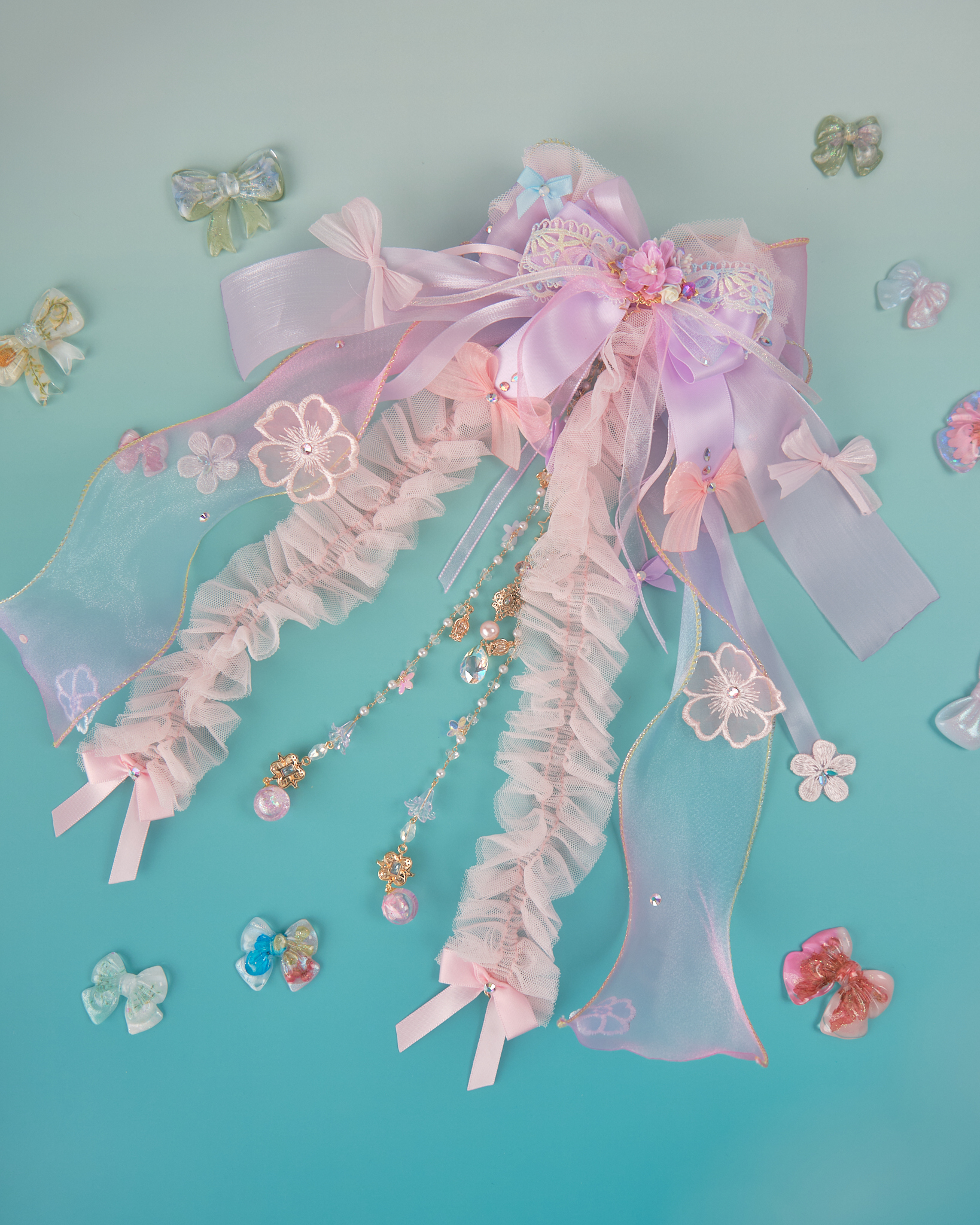 11843 紗織飄逸二合一蝴蝶結髮夾