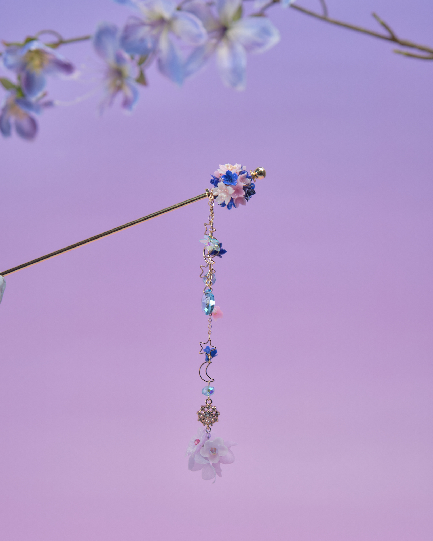 11844 日與夜櫻花花球多用髮簪