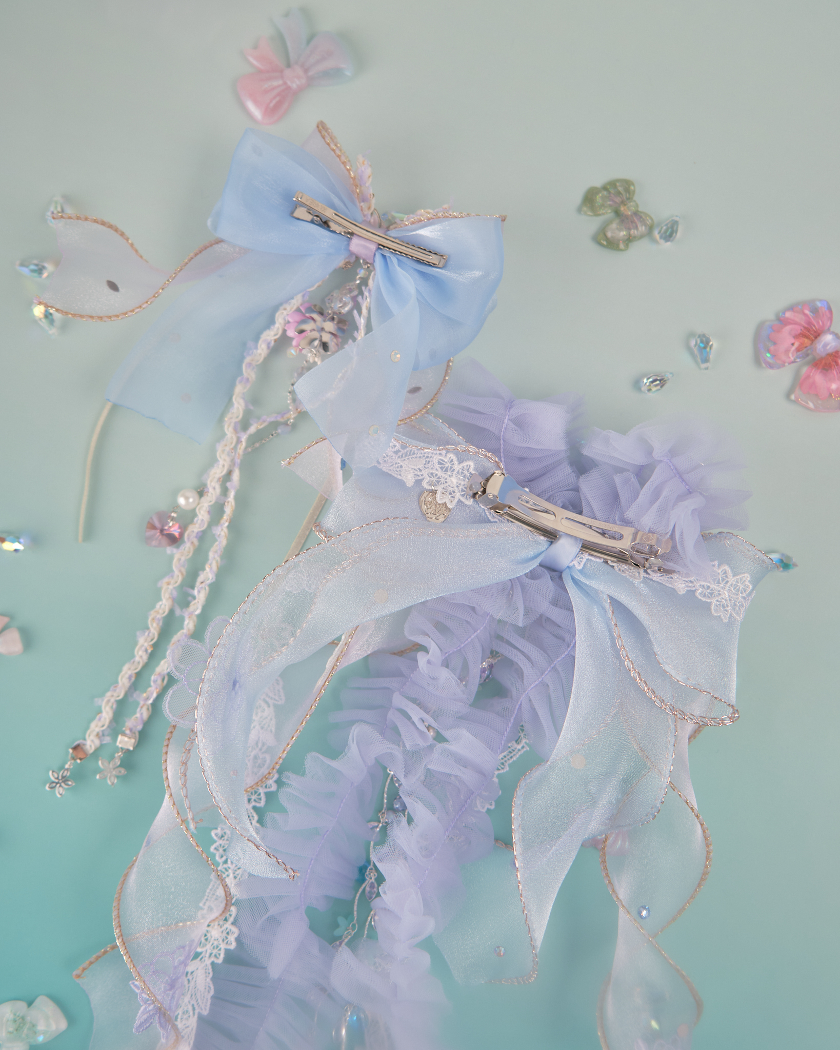 11846 紗織飄逸二合一蝴蝶結髮夾