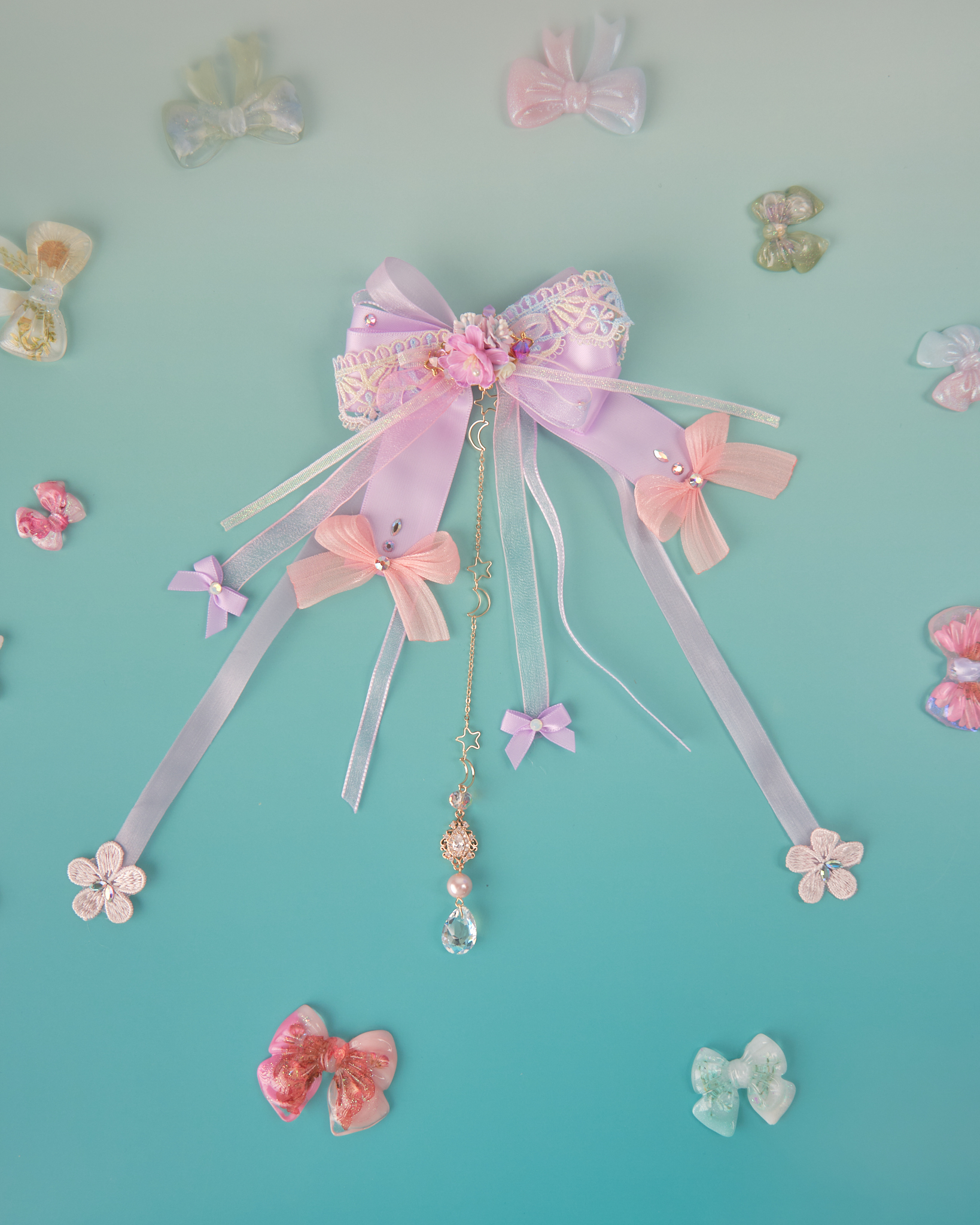 11843 紗織飄逸二合一蝴蝶結髮夾