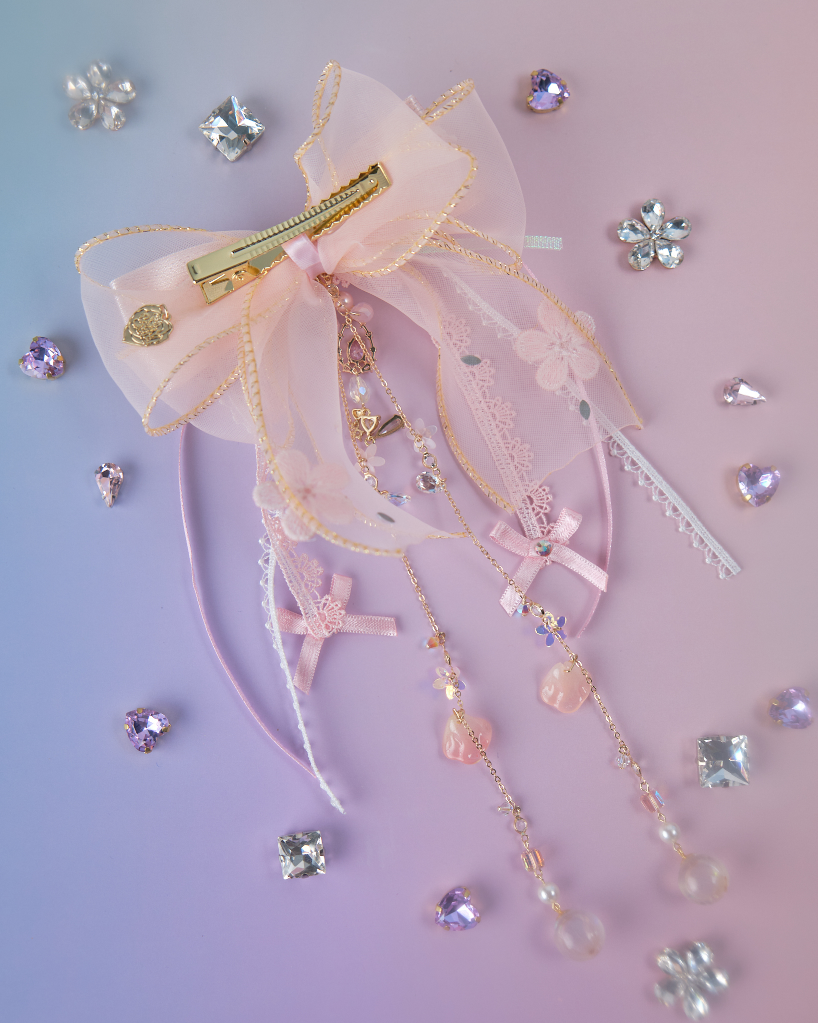 11853 飄逸透紗蝴蝶結髮夾