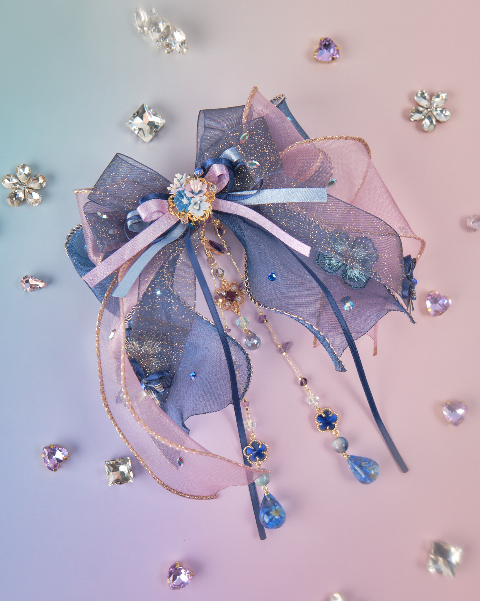 11854 飄逸透紗蝴蝶結髮夾