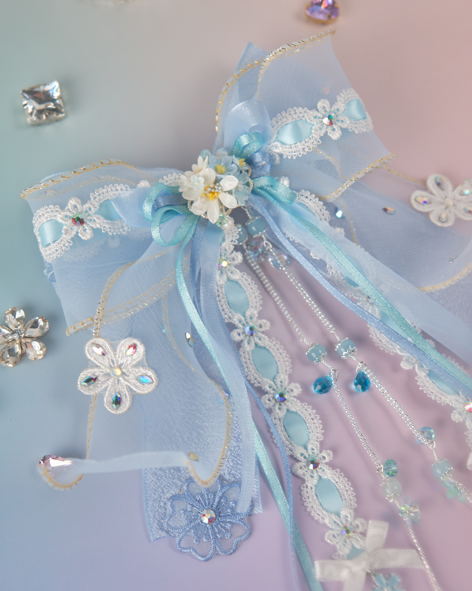 11855 飄逸透紗蝴蝶結髮夾